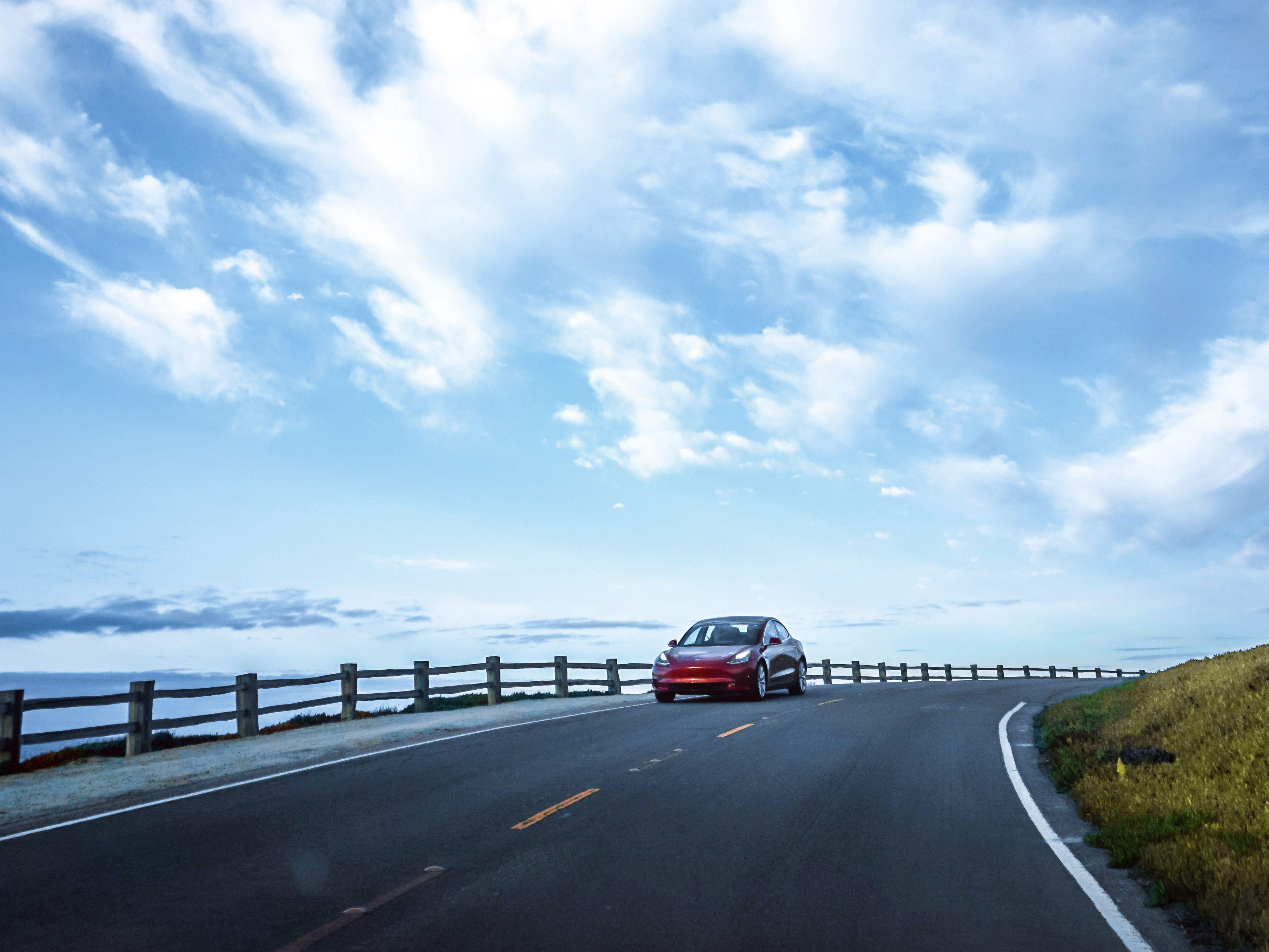 Electric car on the highway