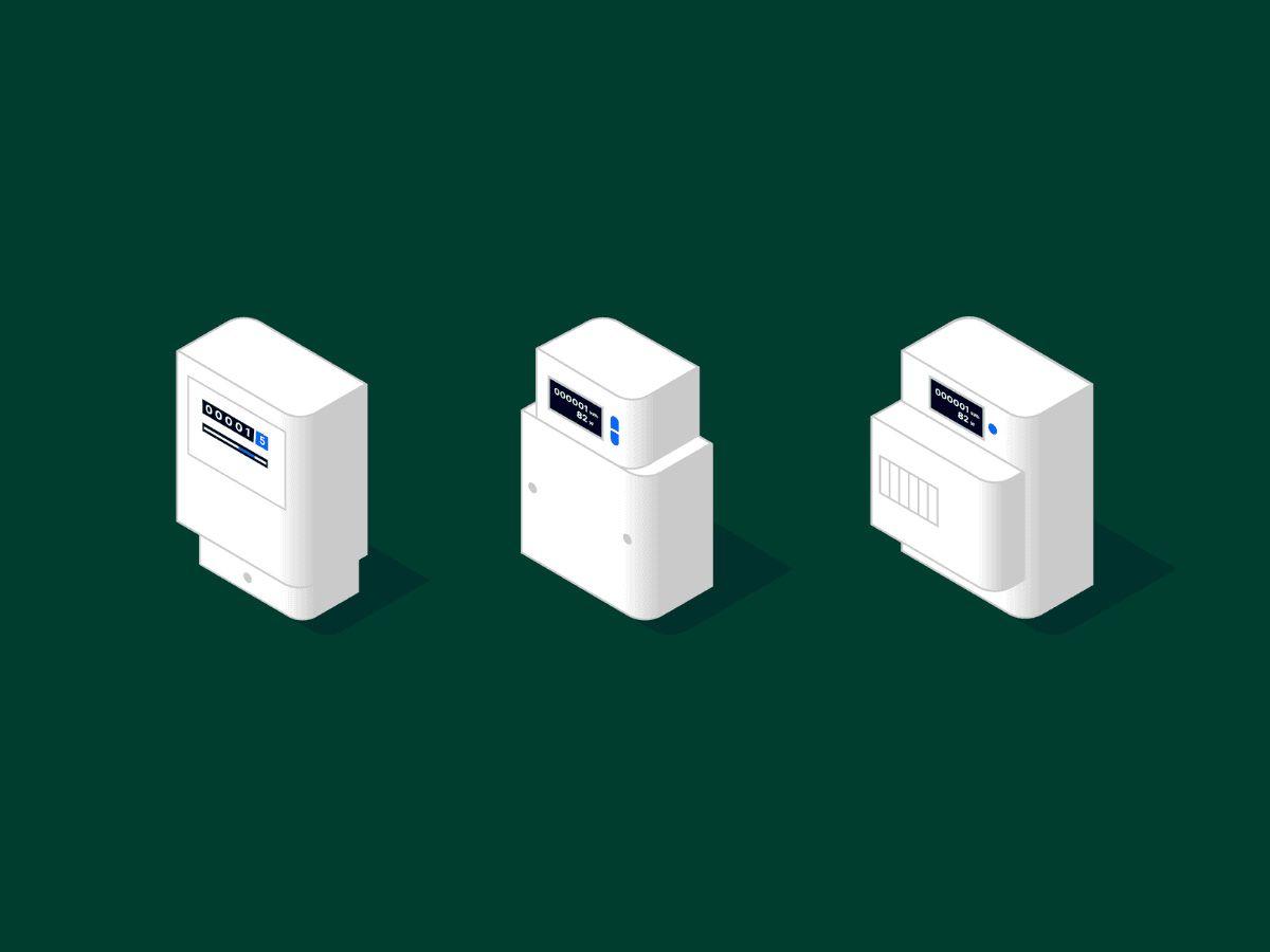 Verschiedene Stromzähler in einer Grafik